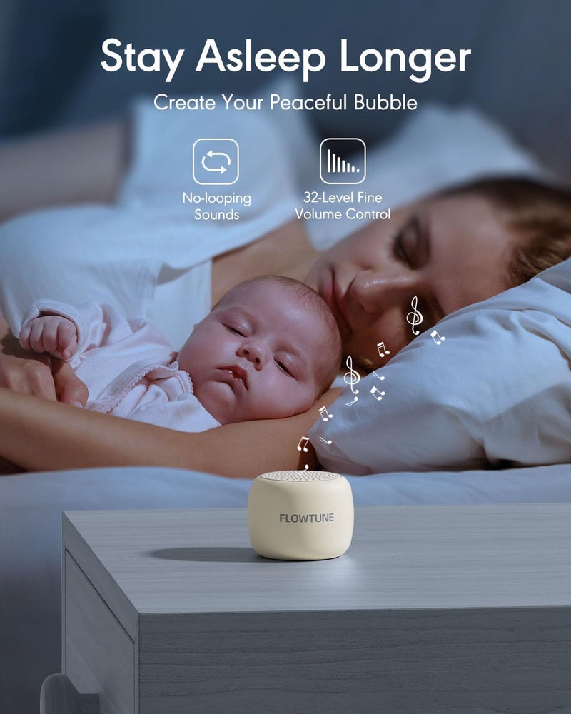 FLOWTUNE Sound Machine White Noise Machine for Baby Adults, Mini Portable Sound Machine for Travel, 6H Timer, 18 Soothing Sleep Sounds Gift (Putty) - Image 3